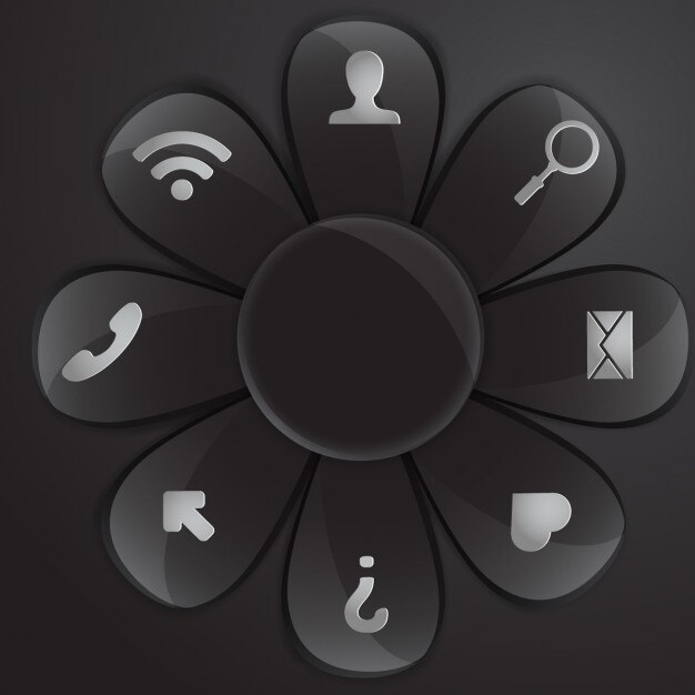 Free Vector black circular buttons