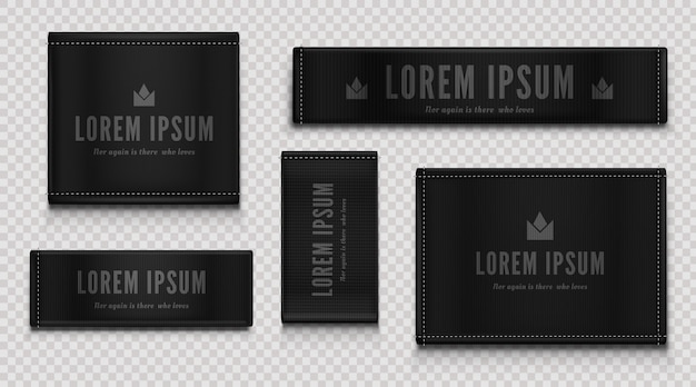 Black cloth labels for premium apparel, brand tags