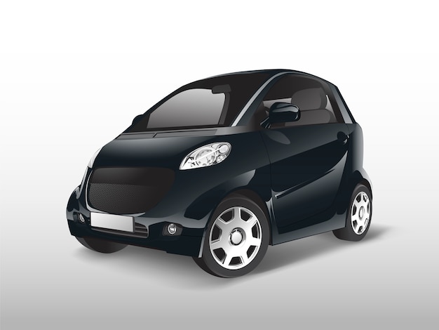 Black compact hybrid car vector