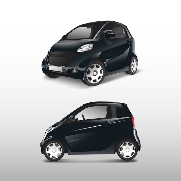 Free vector black compact hybrid car vector