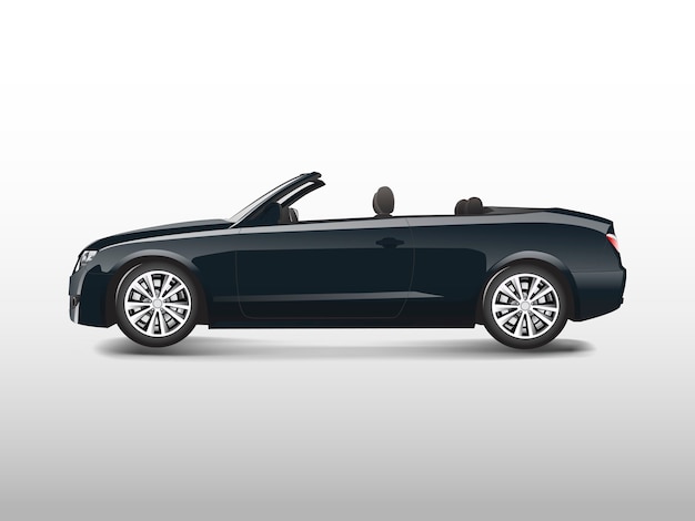 Black Convertible Car Isolated On White Vector