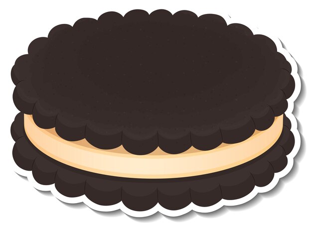 만화 스타일의 크림과 함께 블랙 쿠키 샌드위치