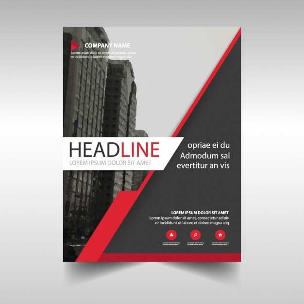 Black corporate brochure with red lines