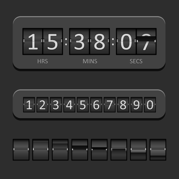 Free vector black countdown board and timer vector illustration