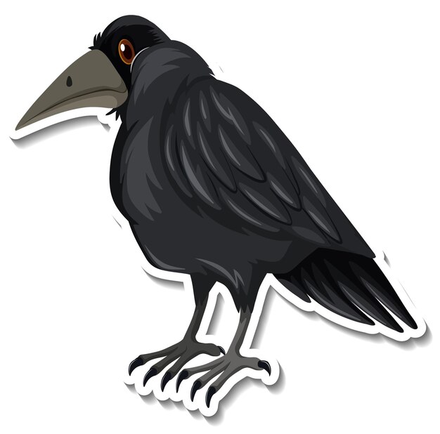 Black crow bird cartoon sticker