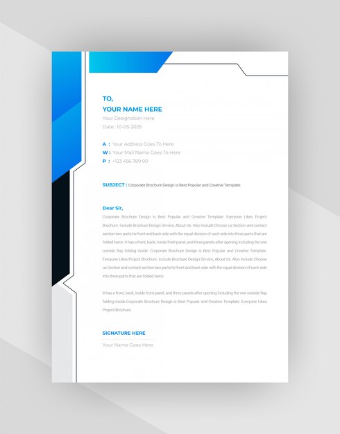 Black & Cyan  Abstract letterhead template design.