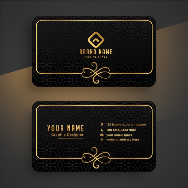 Black dark and golden business card template