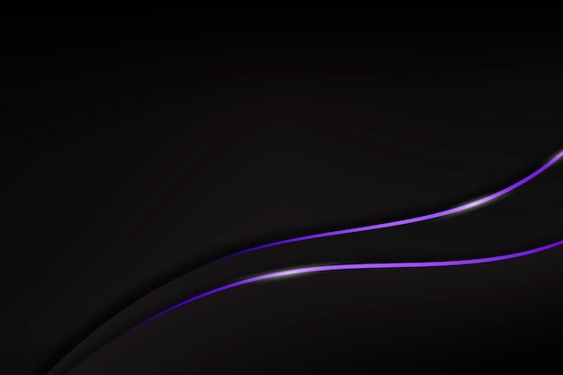 黒のデスクトップの背景、抽象的な紫色の線ベクトル
