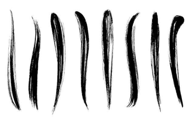 Бесплатное векторное изображение Черная подробная коллекция мазков кистью в стиле гранж