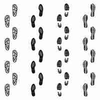 Free vector black dirty isolated footprint track steps sport shoes set vector set footprint icon in flat style