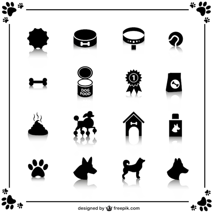 Free Vector black dogs icons