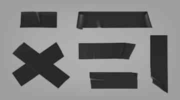 Free vector black duct adhesive tape pieces