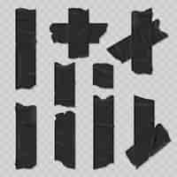 Free vector black duct adhesive tape realistic set