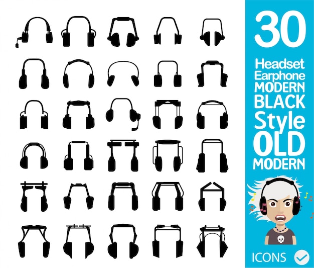 Black earphone collection