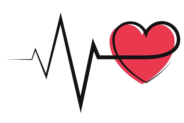 Черная линия сердцебиения ЭКГ в заполненном цветном сердце