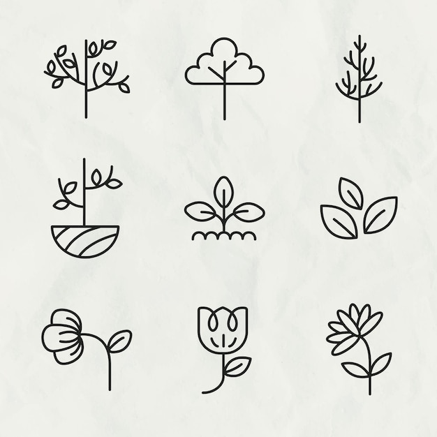 Black eco line icon vector set