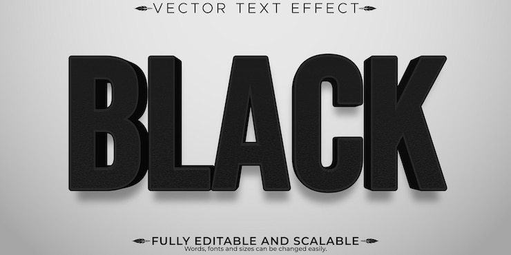 무료 Vector 검은색 편집 가능한 텍스트 효과 편집 가능한 어고 우아한 텍스트 스타일