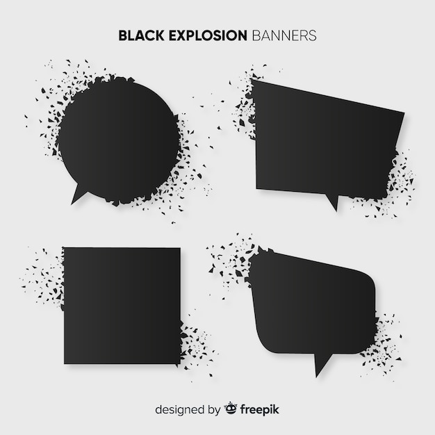 Бесплатное векторное изображение Черные баннеры взрыва