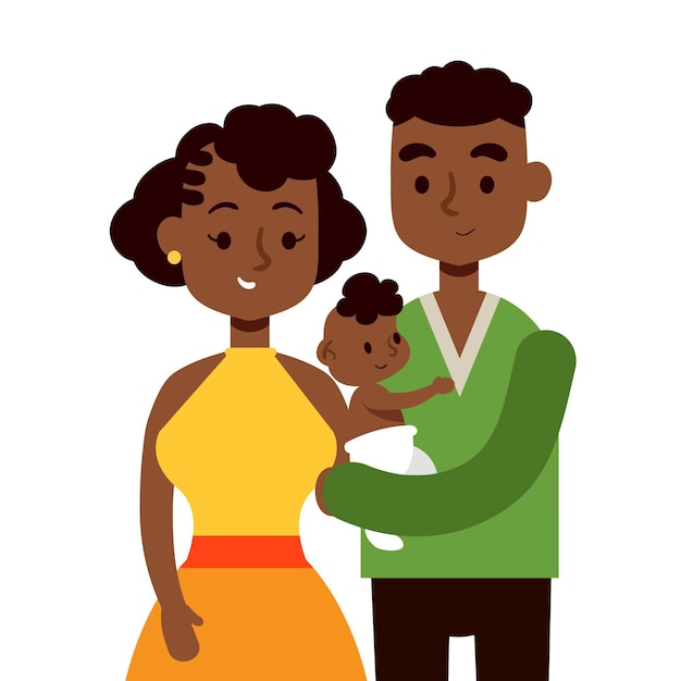Black family with a baby hand drawn design