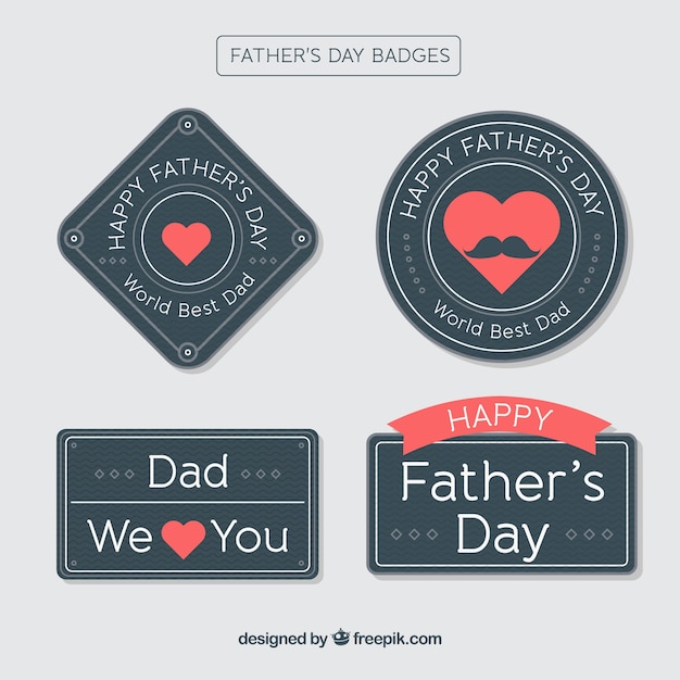 Vettore gratuito badge del giorno del padre nero