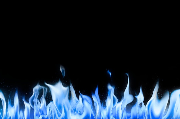 Black flame background, blue border realistic fire image vector