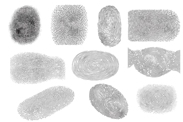 Free vector black flat detailed fingerprints illustration set