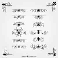 Free vector black floral ornaments collection