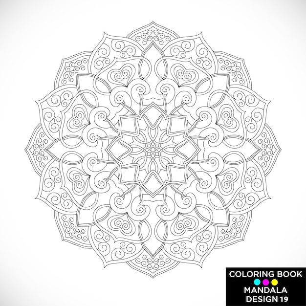 Black flower mandala for coloring book