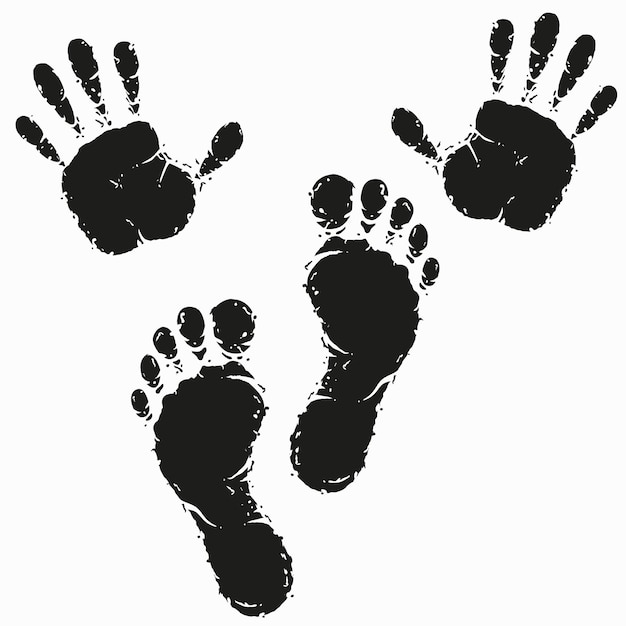 Black footprint and hand print.