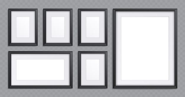 Free vector black frames collage isolated on transparent