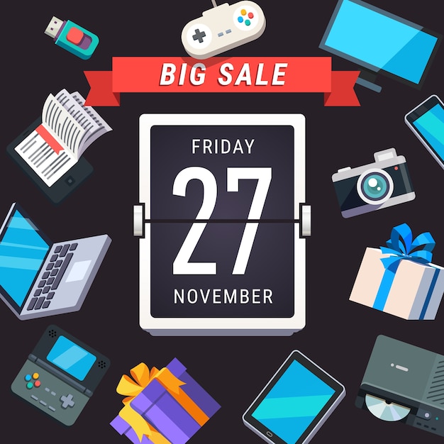 Free vector black friday 27 november banner