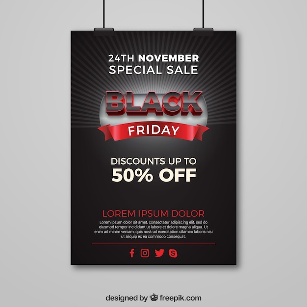 Black friday abstract poster with red elements