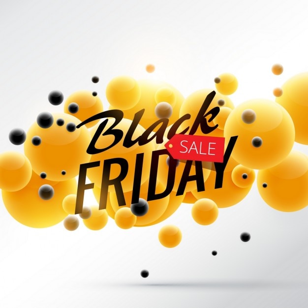 Free vector black friday background with 3d yellow spheres