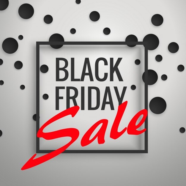 Black friday background with a frame and circles