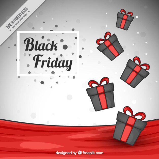 Free Vector black friday background with gift boxes and bokeh effect