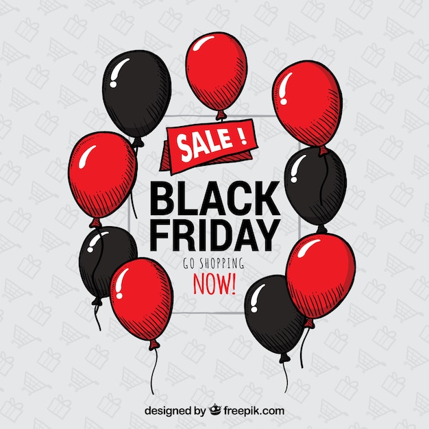 Free vector black friday background with red and black balloons