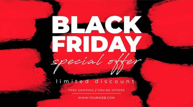 Vettore gratuito vendita banner del black friday con macchie rosse