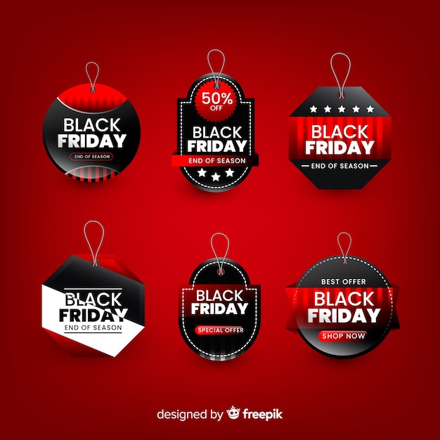 Free vector black friday banner with badge collection