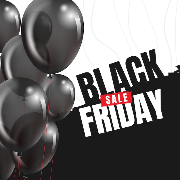 Free vector black friday banner with balloons