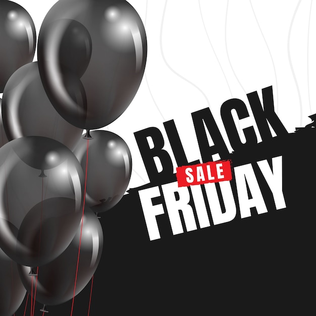 Black friday banner with balloons