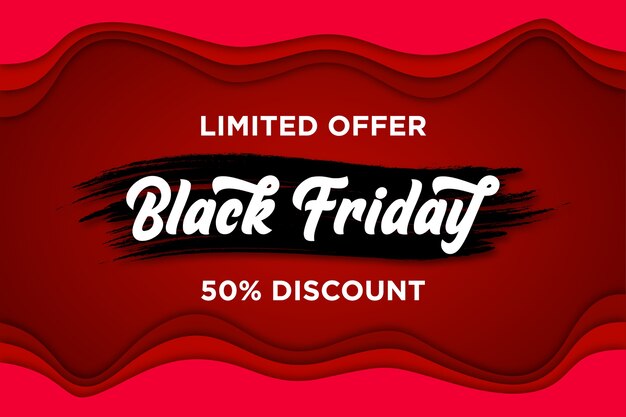 Black friday banner with paper cut style
