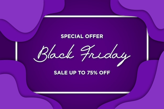 Black friday banner with papercut background