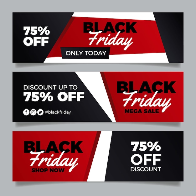 Free vector black friday banners in flat design