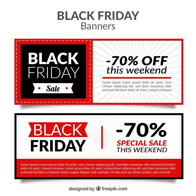 Black friday banners in white and red