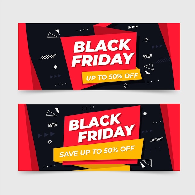 Free vector black friday banners with offer
