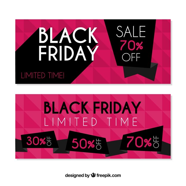 Black friday banners with pink design