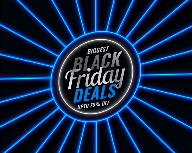 Black friday blue neon style sale banner