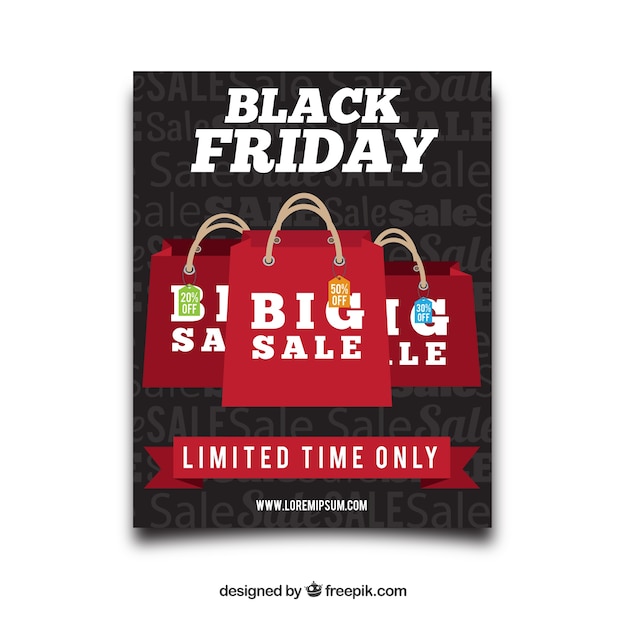 Free vector black friday brochure with shopping bags