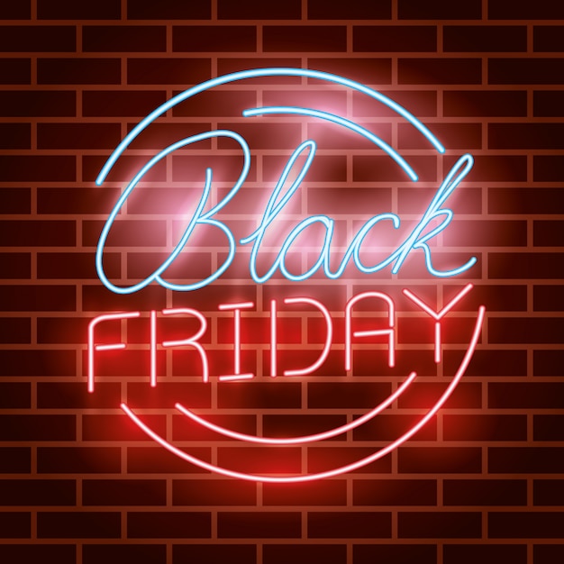 Free vector black friday circular neon lights label