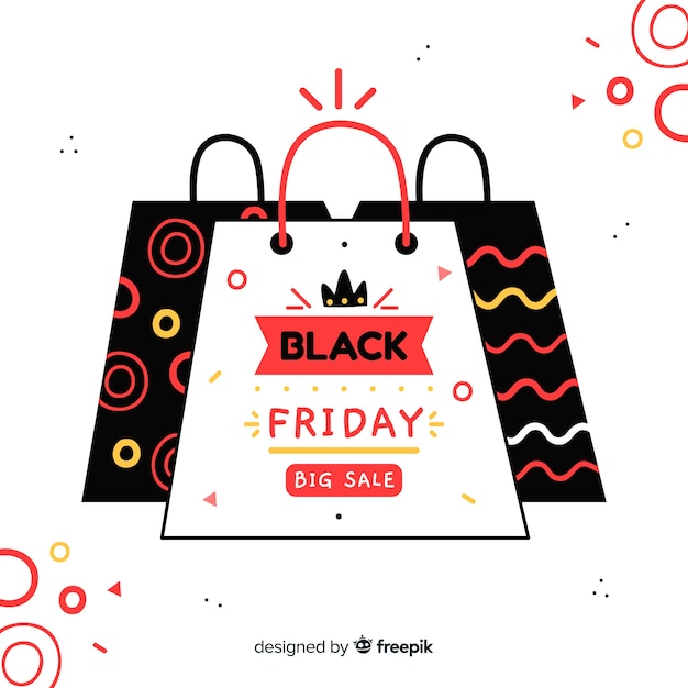 Vettore gratuito concetto di black friday con fondo disegnato a mano